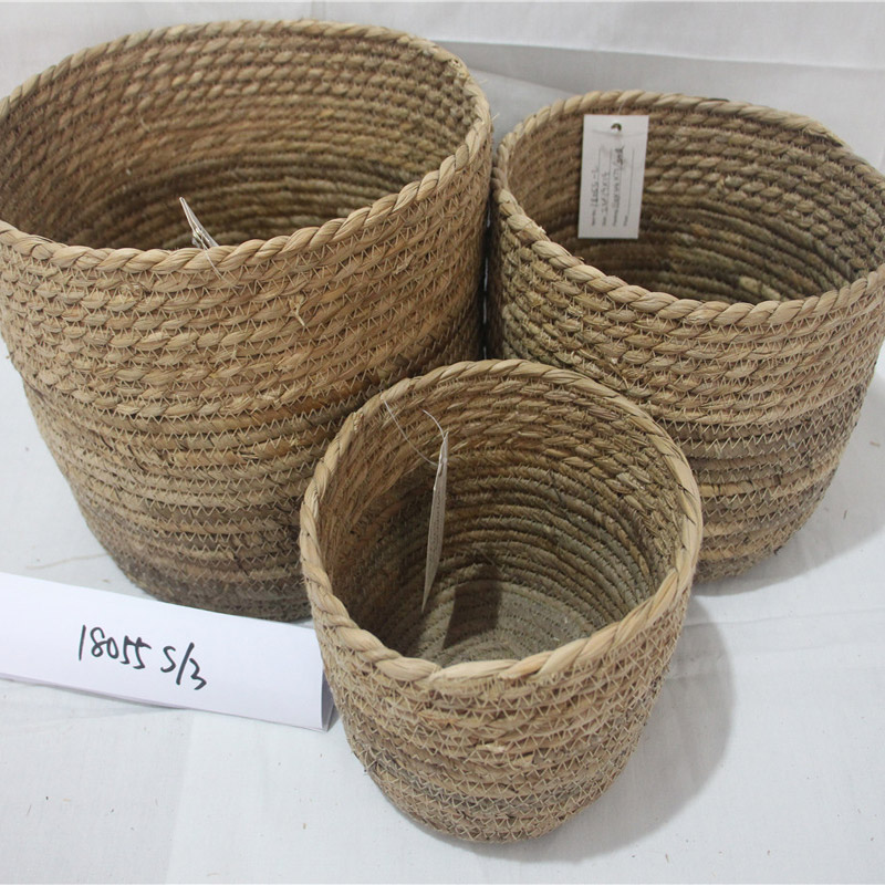 nagykereskedelmi Sea Grass szárított tengeri fűből készült termékek szőtt Laundry Hamper tároló kosár fogantyúval